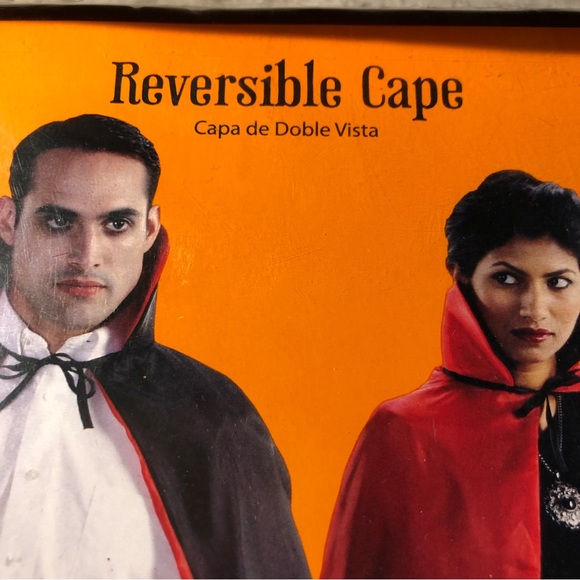 Halloween Reversible Cape Wal-Mart New One Size Black & Red 48"x22" - Picture 5 of 15